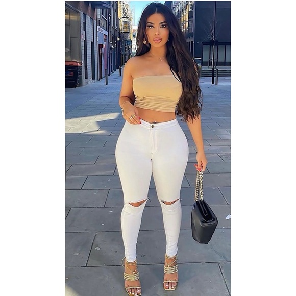 White Ripped Jeans - Picture 1 of 5